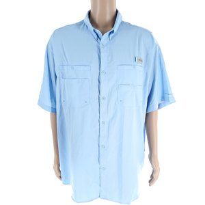 Columbia Men Button Shirt Vents PFG Omni - Shade Short Sleeves Blue Size XXL